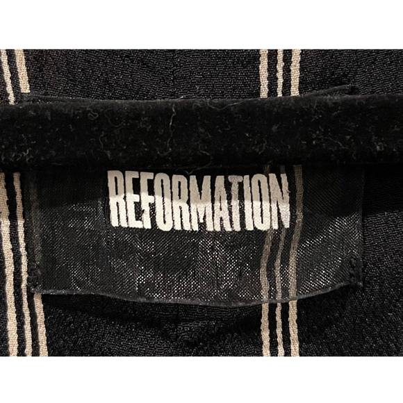 REFORMATION Elton Striped Black Cream Mini Dress - Picture 3 of 5